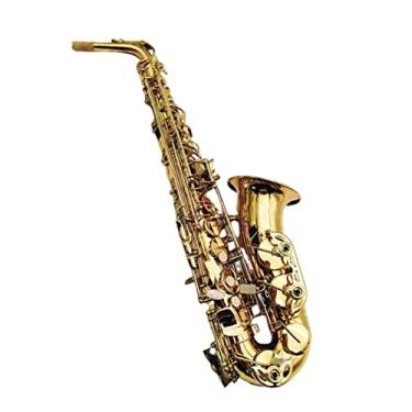 Imagem de Saxofone alto profissional E-Flat latão banhado a ouro instrumento de saxofone alto