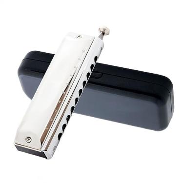 Imagem de Gaita cromática de 10 furos de 40 tons com caixa e pano para jogadores profissionais e iniciantes