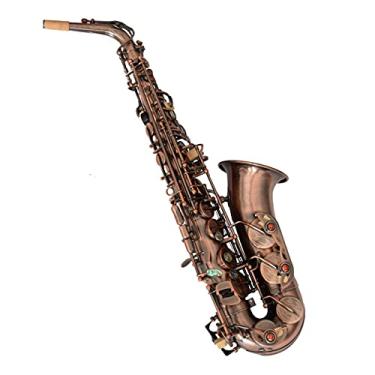 Imagem de Saxofone profissional vermelho bronze saxofone alto em E Flat para iniciantes e adultos kit de saxofone de latão para iniciantes