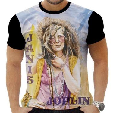 Imagem de Camiseta Camisa Personalizada Rock Janis Joplin Hippie 7 - Obsidiana C