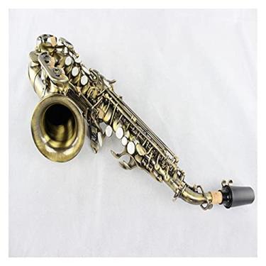 Imagem de Saxofone profissional B-Flat Surface Antique Copper Elbow Children's Soprano Saxophone Brass Sax Kit para iniciantes