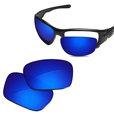 Imagem de Glintbay Lentes de óculos de sol de substituição 100% precisas para Oakley Ten X OO9128, Espelhado azul escuro polarizado, Small