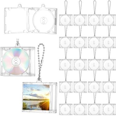 Imagem de KoMvzyl 20 peças de mini CD porta-chaves Álbum Capas de Plástico Cd Capa de DVD Transparente DVD Joia Chaveiro Música Em Branco Mini Suporte de Disco Compacto Pingente Personalizado para DIY Mochila