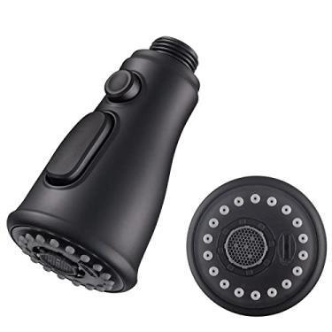 Imagem de DEOKXZ Bico de substituição para torneira de pia de cozinha, preto, bocal pulverizador de 3 funções (fluxo/spray/lâmina de água) com válvula de retenção, apenas conector G1/2