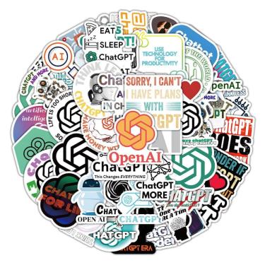 Imagem de Pacote de adesivos Chatgpts abre um carrinho decorativo Ais Anime de 50 unidades