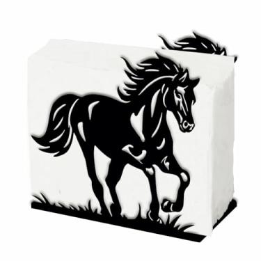 Imagem de SUPERDANT Suporte de guardanapo de cavalo para corrida de mesa dispensador de metal servette de animais organizador de guardanapos de mesa de coquetel preto suporte de toalha de papel de seda de ferro