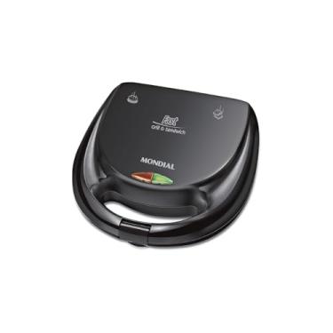 Imagem de Sanduicheira Elétrica Fast Gril Toast, 750W, Preto, Inox, Antiaderente, Abertura 180°, Compacta, 127V, 22x18.5x5.5cm