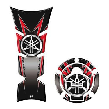 Imagem de Kit Adesivo Protetor Tanque E Bocal Moto Yamaha Diapasão Vermelho Vermelho