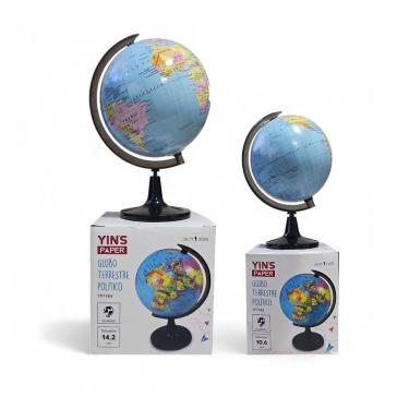 Imagem de Kit 2 Globo Terrestre Mesa Politico 10,6 E 14,2cm Português Multicolorido N-a