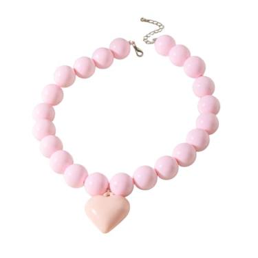 Imagem de Caiyao Colar grande com contas de coração de amor, multicolorido, contas de 17 mm, pingente de coração, gargantilha exagerada, joia moderna, Resina, Sem Pedra Preciosa