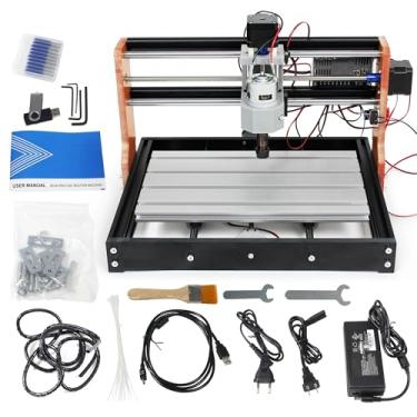 Imagem de RATTMMOTOR Kit de fresadora de madeira CNC 3018-PRO 3 eixos GRBL DIY Mini fresadora de gravação CNC + interruptor de parada e limite de emergência para cortar plástico acrílico PVC PCB madeira