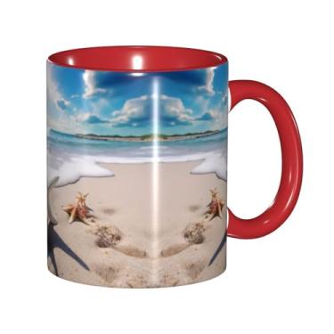 Imagem de Zeraoke Canecas de café criativas impressas na praia, personalizadas, presente para família, tamanho de 325 ml, unissex