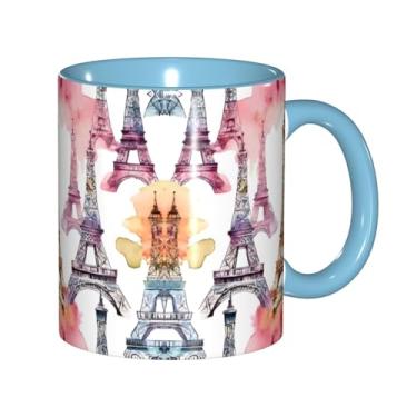 Imagem de Zeraoke French Paris Tour Eiffel Tower Print Canecas de café criativas, personalizadas, presente para família, tamanho de 325 ml, unissex