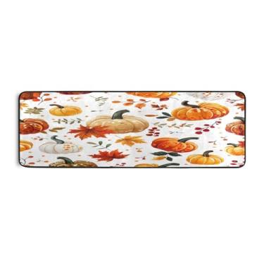 Imagem de Qilmy Tapete de corrida de abóbora colorido de Ação de Graças, 183 x 61 cm, antiderrapante, antifadiga, confortável, tapetes longos, para quarto, sala de estar, banheiro, corredores, entrywa482