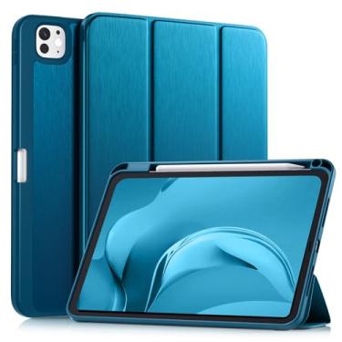 Imagem de Akkerds Capa para iPad Pro de 11 polegadas (M5/M4) 2025/2024 6ª/5ª geração com suporte para lápis, capa protetora para iPad Pro de 11 polegadas com suporte de três dobras/parte traseira de TPU macio