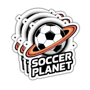 Imagem de Pacote de adesivos de futebol planeta, adesivos de vinil de futebol com design de planeta e bola, adesivos à prova d'água para laptop, Hydro Flask, presentes para fãs de futebol (7,6 cm)