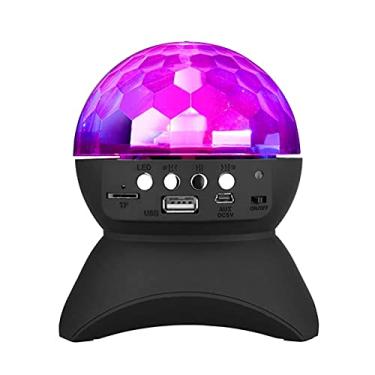 Imagem de Caixa de Som Música BT sem Fio com Iluminação Estágio LED Cristal Rotativo 360 Baixo Suporte Modo Reprodução USB AUX TF Rádio FM para Player Festa Dis