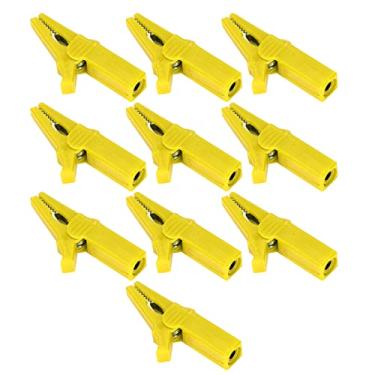 Imagem de Yinhing Braçadeira de Segurança de Bateria 20A 1000V, Latão Niquelado, Bainha Isolante PA, Força de Fixação Forte para Clipe de Teste de Fio.Amplamente Utilizado (YELLOW)