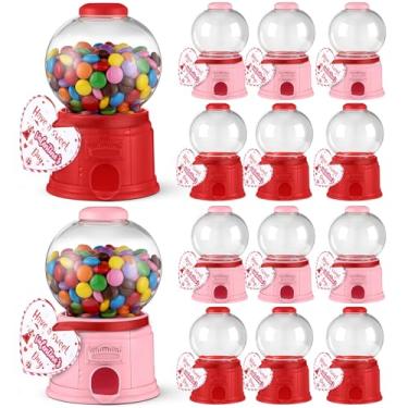 Imagem de Jenaai Dispensador de doces de dia dos namorados com cartão presentes de troca de dia dos namorados para a aula, mini máquina de doces fofa, venda automática com fita para crianças, presente de jardim