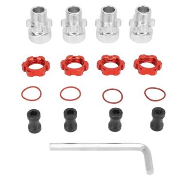 Imagem de Ainoli 4pcs 12mm a 17mm Adaptador sextavado de roda profissional de liga de alumínio Adaptador sextavado RC para Slash para Rustler para carros Stampede 1/10 RC (Vermelha)