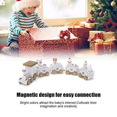 Imagem de Conjunto de Brinquedo Trem Madeira Magnético com 5 Compartimentos Modelo Presente Ano Novo para Crianças Decoração Cultivar Imaginação Criatividade Bo