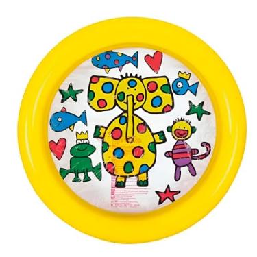 Imagem de Piscina Inflável Infantil Redonda, 76cm x 20cm, PVC, 46L, Design de Elefante Colorido, 2 Anéis, para Crianças 3 Anos, Quintal e Varanda