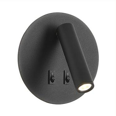Imagem de Arandela de parede LED para cabeceira, luminária de leitura de parede, arandela redonda giratória de 10W para iluminação de parede em quarto, sala de estar, escritório, hotel e outros escrit