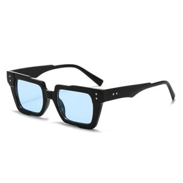 Imagem de Óculos de Sol UV400 - Cor Jelly, Hastes Grossas, Formato de Unha de Arroz, para Homens e Mulheres, Esportes ao Ar Livre, Corrida, Ciclismo, Preto e Azul