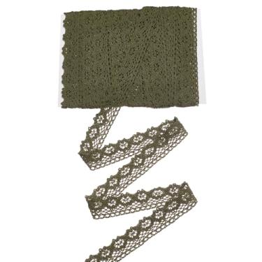 Imagem de letsinstyle Acabamento de renda de crochê de 10 metros, fita de algodão verde, acabamento vintage bordado de tricô bordado renda de costura para embalagem de artesanato, decoração de casamento nupcial