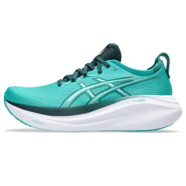 Imagem de ASICS Tênis de corrida masculino Gel-Nimbus 27, Azul-petróleo/verde saxão, 38
