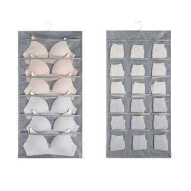 Imagem de UtySty Organizador de armário para pendurar com 24 bolsos de malha, organizador de armário de pendurar dupla face, bolsas de armazenamento para roupas de bebê, sutiãs, meias, fraldas, sutiãs, lingerie