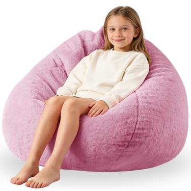 Imagem de ENBAOHUI Poltronas confortáveis com espuma viscoelástica de 1,5 m de pele sintética para crianças ou bebês com enchimento, pufe com alça, tecido de pele sintética lavável super macio, sofá preguiçoso