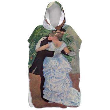 Imagem de Joisal Roupão para adultos poncho de surfe praia moletom com capuz toalha de natação plus size unissex adulto poncho com capuz pintura de dança impressionista