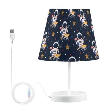 Imagem de Joisal Abajur de mesa de quarto de desenho animado astronauta surfando abajur de cabeceira para dormitório, escritório, quarto, sala de estar