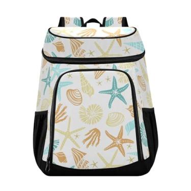 Imagem de Bolsa térmica abstrata de estrelas judaicas, triângulos, praia, 36 latas, à prova de vazamento, para almoço, piquenique, pesca, trilhas, parque, praia, conchas do mar, desenho animado de