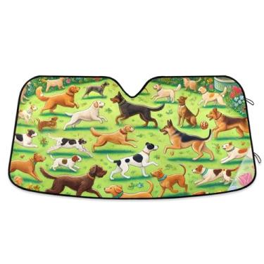 Imagem de Guarda-sol personalizado para cães brincalhões jardim parque para para-brisa de carro bonito dobrável pára-brisa automotivo guarda-sol animal floral M, 139,7 cm x 70,1 cm