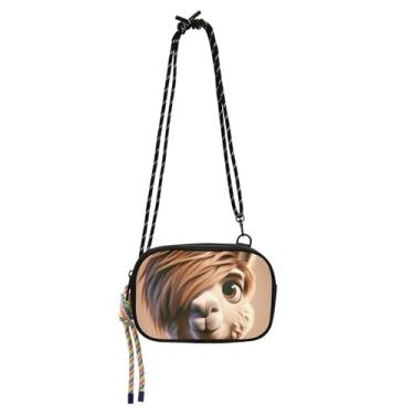 Imagem de TSENQUE Bolsa transversal pequena para mulheres, bolsa de ombro pequena, pochete para celular, carteira com estampa engraçada de lhama