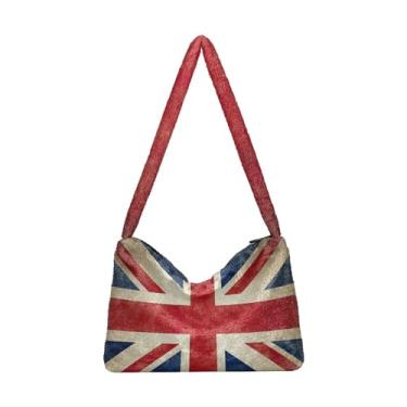 Imagem de GAIGEO Bolsa feminina vintage água-viva coral vida marinha bolsa de ombro feminina, bolsas de outono, Bandeira britânica, One Size
