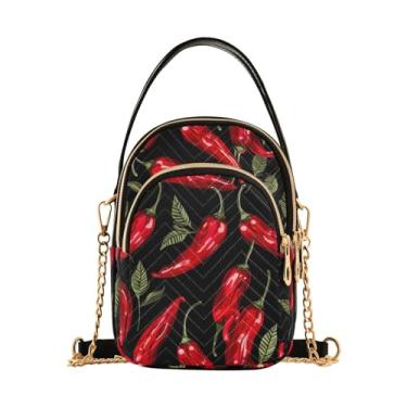 Imagem de Red Chili Peppers em bolsas femininas pretas transversais, bolsa de viagem transversal feminina, bolsas transversais confortáveis para mulheres, Pimentas vermelhas em preto-6, One Size