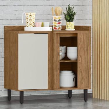 Imagem de Balcão De Canto Reto Módulo De Cozinha 1 Porta - Toscana Freijó/off White