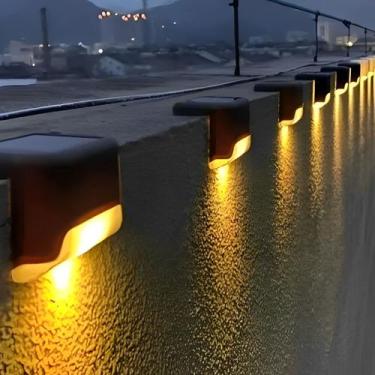 Imagem de Kit 4 Luminárias Solar LED Para Escada e Jardim Parede Muro Degrau Sem