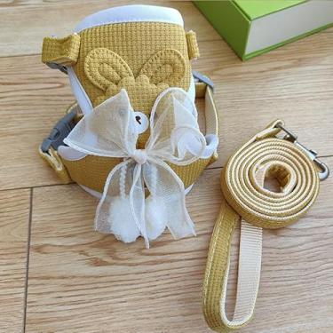 Imagem de Peitoral Fofo com Guia Ajustável para Coelho, Cão e Gato – Confortável e Seguro(Amarelo,GG)