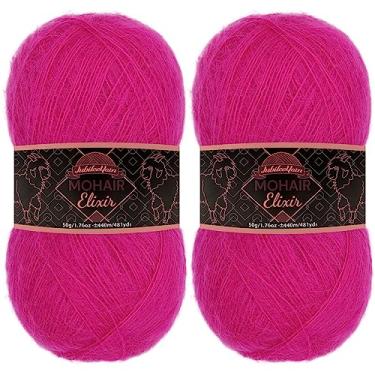 Imagem de JubileeYarn Fio de Elixir Mohair – Mistura de Lã para Bebês 50 g/novelo – Violet Fizz – 2 novelos
