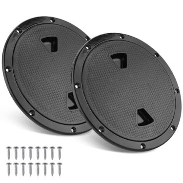 Imagem de YaeMarine Pacote com 2, 10 cm, 15 cm, 20 cm, 20 cm, Placa de Inspeção Marinha, Placa de Acesso e Tampa Redonda, Antiderrapante, RV Preto (15 cm)
