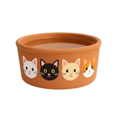 Imagem de KIT COMEDOURO PARA GATOS EM BARRO PINTADO À MÃO – 750ml (Água) ou 500g (Ração) - 15 * 8cm, Seguro e Estiloso para Compartilhar(1 Comedouro Ração ou Agua)
