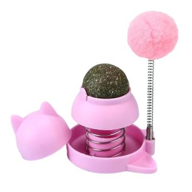 Imagem de Brinquedos de parede Catnip, Brinquedo de bola de catnip seguro e giratório com bola de para parede, Bolas de lambedura de gato para limpeza de dentes de gato e guloseimas de de