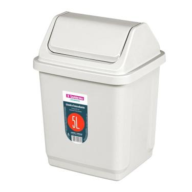 Imagem de Lixeira 5 Litros Basculante Plástica de Pia Bancada Cozinha Bege - SR2205 Sanremo