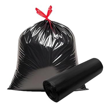 Imagem de Sacos de lixo de 13 galões, 20 sacos de lixo com cordão, 60 cm × 27,142 cm, 1,15 mm, preto