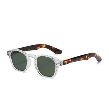 Imagem de Óculos de Sol UV400 - Rebites Estampa Leopardo Estilo Punk Transparente para Homens e Mulheres, Esportes ao Ar Livre, Corrida, Ciclismo, Verde Escuro Transparente