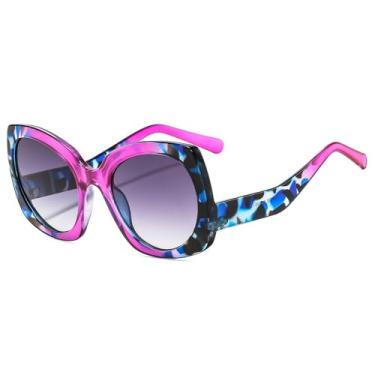 Imagem de Óculos de Sol UV400 - Combinação de Cores, Casuais, Confortáveis, com Lentes Degradê, Formato Olho de Gato, Armação Grande para Homens e Mulheres, Esportivos, ao Ar Livre, Corrida, Ciclismo, Roxo e Ci